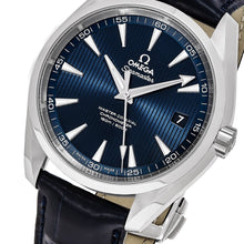 Load image into Gallery viewer, Omega Men&#39;s Seamaster AquaTerra 150M Blue Dial Leather Strap Automatic Watch