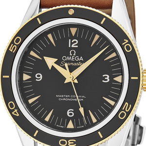 Omega Men's Seamaster 300M Leather Strap Automatic Watch