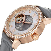 Load image into Gallery viewer, Stuhrling Memoire Automatic White Mother-of-Pearl Dial Grey Leather Strap Women&#39;s Watch
