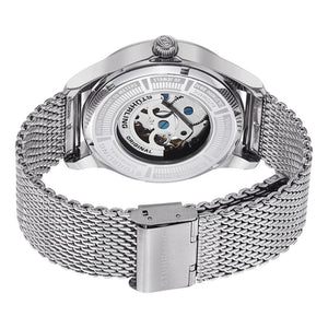 Stuhrling Atrium Elite Automatic Silver Tone Skeletonized Dial Mesh Bracelet Men's Watch