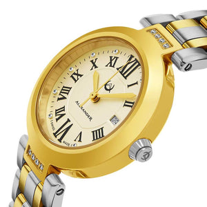 Alexander Niki Diamond Swiss Quartz 3-Hand Date Two Tone Women's Watch