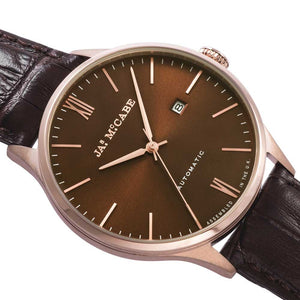 James-McCabe London Automatic Brown Dial Rose Gold Tone Men's Watch