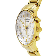 Load image into Gallery viewer, Alexander Mens Quartz Chronograph Multifunction Watch with Yellow Gold Tone Stainless Steel Case on Yellow Gold Tone Stainless Steel Bracelet, Silver-patterned Dial