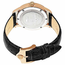 Load image into Gallery viewer, Alexander Mens Quartz Watch with Rose Gold Tone Stainless Steel Case on Black Embossed Genuine Leather Strap, Black-patterned Dial