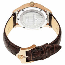 Load image into Gallery viewer, Alexander Mens Quartz Watch with Rose Gold Tone Stainless Steel Case on Brown Embossed Genuine Leather Strap, Silver-patterned Dial
