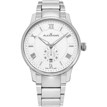 Load image into Gallery viewer, Alexander Mens Quartz Watch with Stainless Steel Case on Stainless Steel bracelet, Silver-patterned Dial