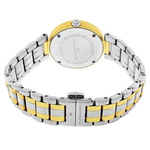 Alexander Ladies Quartz Small-second Date Watch with Yellow Gold Tone Stainless Steel Case on Yellow Gold Tone Stainless Steel and Stainless Steel Bracelet, Silver Dial