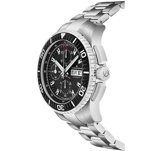Alexander Mens Automatic Chronograph Watch with Stainless Steel and Black PVD Case on Stainless Steel Bracelet, Black Dial