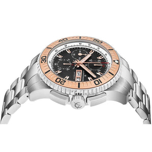 Alexander Mens Automatic Chronograph Watch with Stainless Steel and Rose Gold PVD Stainless Steel Case on Stainless Steel Bracelet, Gray Dial