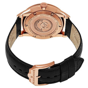 Alexander Sophisticate Swiss Quartz Rose Tone Case Leather Strap Men's Watch