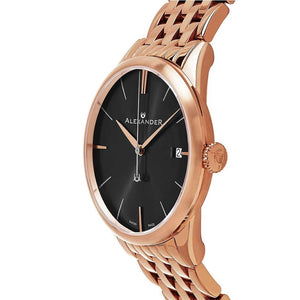 Alexander Sophisticate Swiss Quartz Rose Tone Bracelet Men's Watch