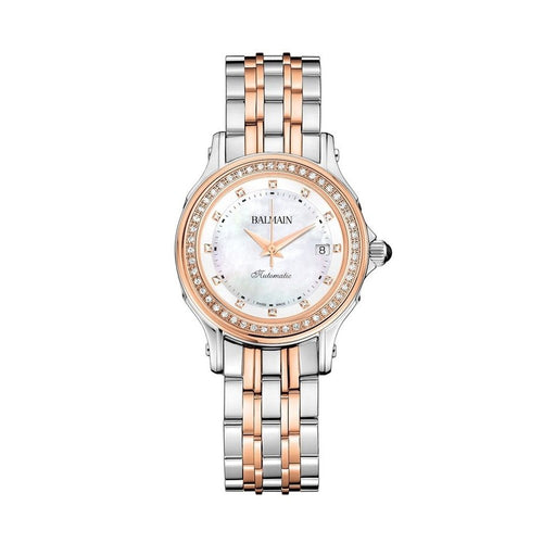 Balmain Women's Eria Round Mother-of-Pearl Dial Dual Tone Stainless Steel Diamond Automatic Watch
