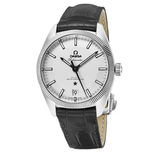 Omega Men's Constellation Globemaster Grey Leather Strap Swiss Automatic Watch