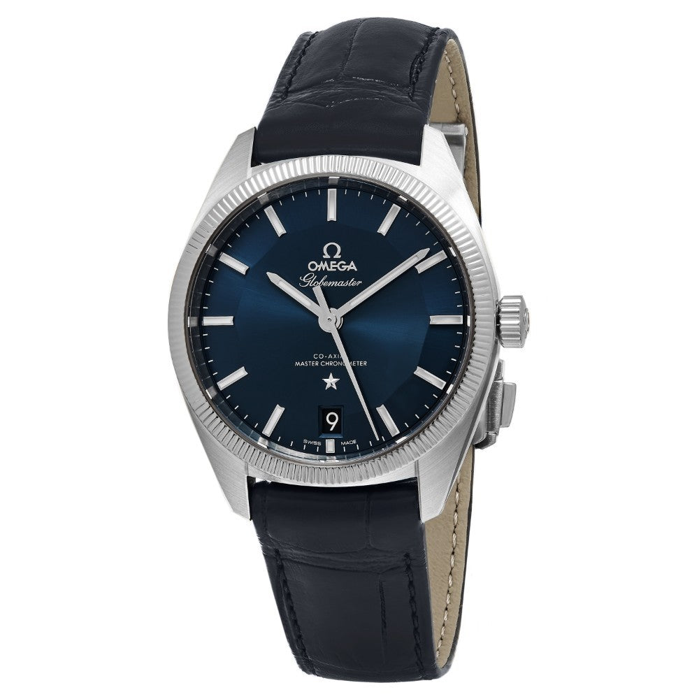 Omega Men's Constellation Globemaster Blue Leather Strap Swiss Automatic Watch