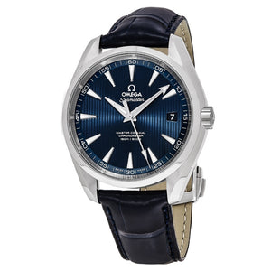 Omega Men's Seamaster AquaTerra 150M Blue Dial Leather Strap Automatic Watch
