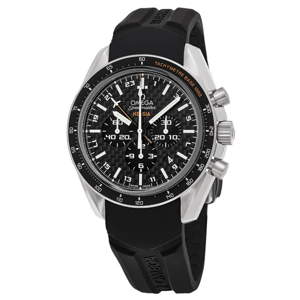 Omega Men's Speedmaster HB-SIA Solar GMT Chronograph Black Rubber Strap Watch