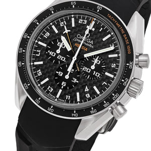 Omega Men's Speedmaster HB-SIA Solar GMT Chronograph Black Rubber Strap Watch