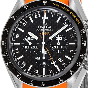 Omega Men's Speedmaster HB-SIA Solar GMT Chronograph Orange Rubber Strap Watch
