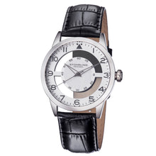 Load image into Gallery viewer, Stuhrling Aviator 650 Quartz Transparent Dial Black Leather Strap Silver Men&#39;s Watch