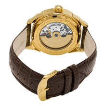 Load image into Gallery viewer, Stuhrling Special Reserve 657 Automatic Skeletonized Dual Time Gold Tone Case Men&#39;s Watch