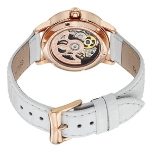 Stuhrling Memoire Automatic White Mother-of-Pearl Dial White Leather Strap Women's Watch