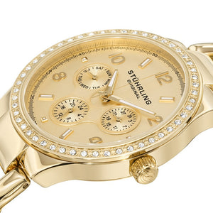 Stuhrling Lady Renoir Shine Quartz Gold Tone Chain Bracelet Women's Watch