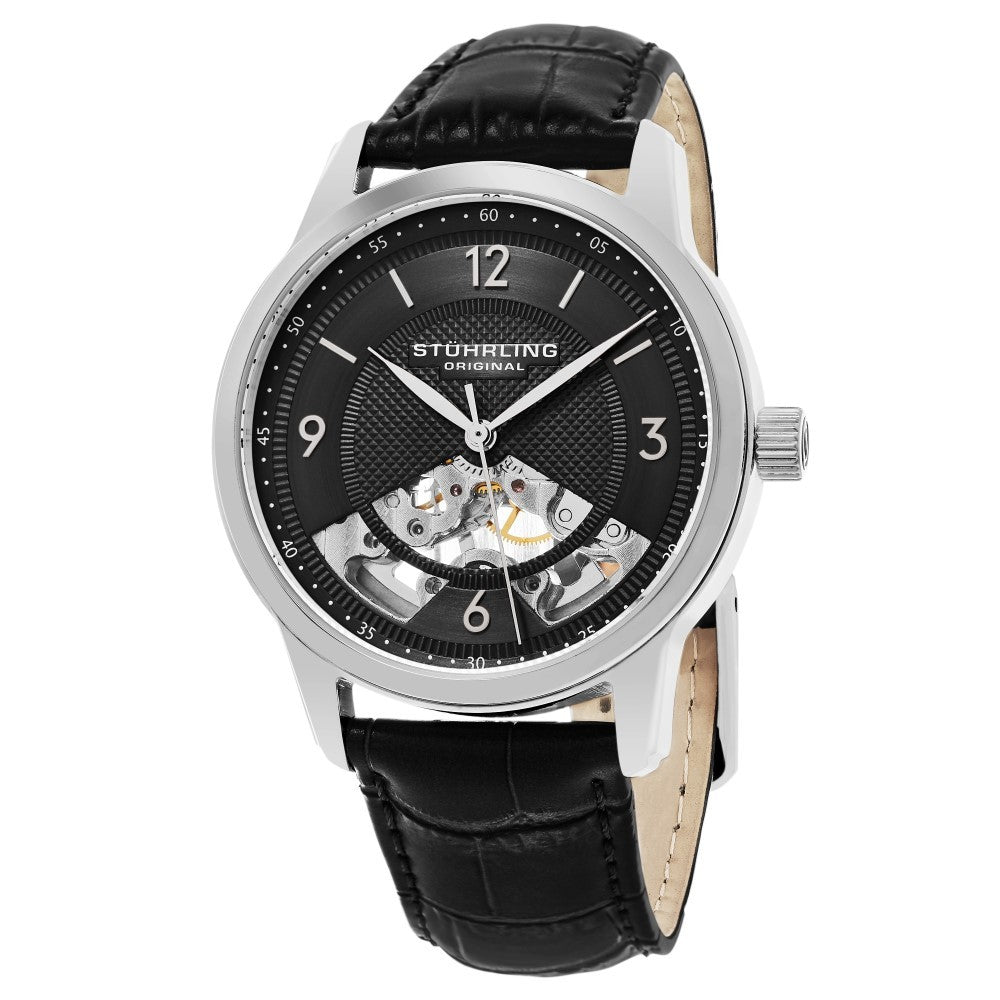 Stuhrling Legacy 977 Mechanical Semi Skeletonized Black Case Men s Watch