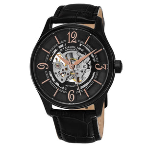 Stuhrling Delphi 992 Automatic Black Case Black Leather Strap Men's Watch