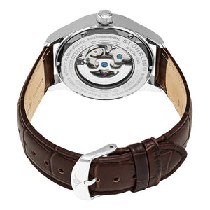 Stuhrling Delphi 992 Automatic Silver Tone Case Brown Leather Strap Men's Watch