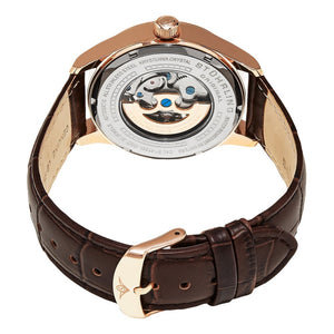 Stuhrling Delphi 992 Automatic Rose Tone Case Brown Leather Strap Men's Watch