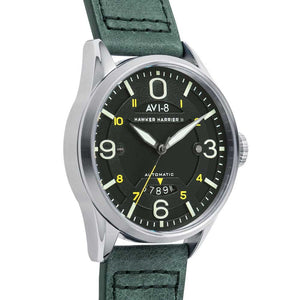 AVI-8 Hawker Harrier II Automatic Green Leather Strap Men's Watch