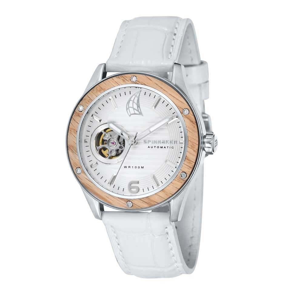 Spinnaker Sorrento Automatic White Dial White Leather Strap Men's Watch