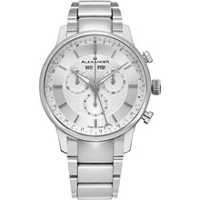 Load image into Gallery viewer, Alexander Mens Quartz Chronograph Multifunction Watch with Stainless Steel Case on Stainless Steel bracelet, Silver-patterned Dial