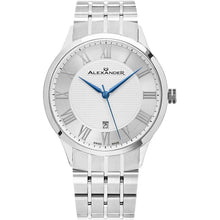 Load image into Gallery viewer, Alexander Mens Quartz Watch with Stainless Steel Case on Stainless Steel bracelet, Silver-patterned Dial