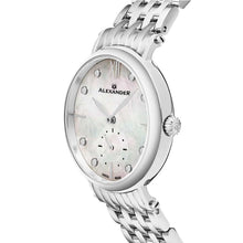 Load image into Gallery viewer, Alexander Ladies Quartz Small-second Watch with Stainless Steel Case on Stainless Steel Bracelet, White Mother-of-Pearl Dial