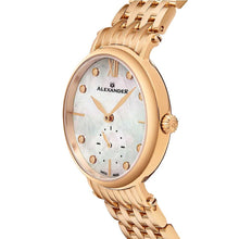 Load image into Gallery viewer, Alexander Ladies Quartz Small-second Watch with Rose Gold Tone Stainless Steel Case on Rose Gold Tone Stainless Steel Bracelet, White Mother-of-Pearl Dial