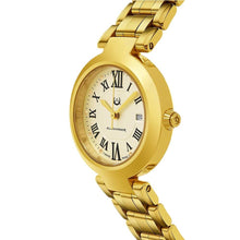 Load image into Gallery viewer, Alexander Ladies Quartz Small-second Date Watch with Yellow Gold Tone Stainless Steel Case on Yellow Gold Tone Stainless Steel Bracelet, Silver Dial