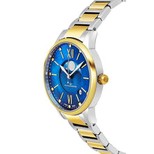 Load image into Gallery viewer, Alexander Ladies Quartz Moonphase Date Watch with Yellow Gold Tone Stainless Steel Case on Yellow Gold Tone Stainless Steel and Stainless Steel Bracelet, Blue Dial