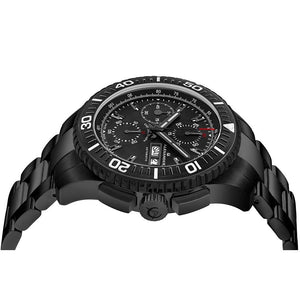 Alexander Mens Automatic Chronograph Watch with Black PVD Stainless Steel Case on Black PVD Stainless Steel Bracelet, Black Dial
