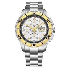 Load image into Gallery viewer, Alexander Mens Automatic Chronograph Watch with Stainless Steel and Yellow Gold PVD Case on Stainless Steel Bracelet, White Dial