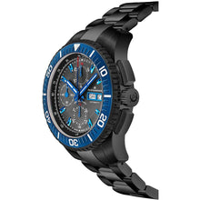 Load image into Gallery viewer, Alexander Mens Automatic Chronograph Watch with Black and Blue PVD Stainless Steel Case on Black PVD Stainless Steel Bracelet, Black Dial