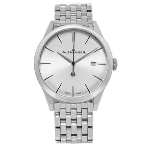 Alexander Sophisticate Swiss Quartz Silver Tone Bracelet Men's Watch