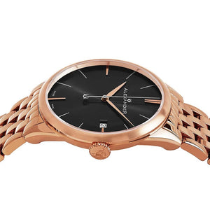 Alexander Sophisticate Swiss Quartz Rose Tone Bracelet Men's Watch