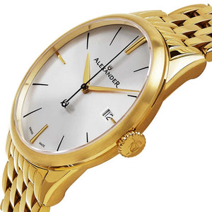 Alexander Sophisticate Swiss Quartz Gold Tone Bracelet Men's Watch