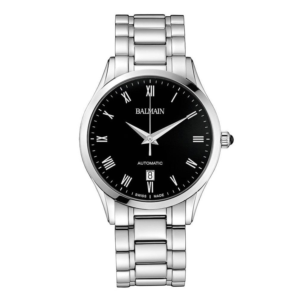 Balmain Men's Classic R Grande Black Dial Stainless Steel Automatic Watch