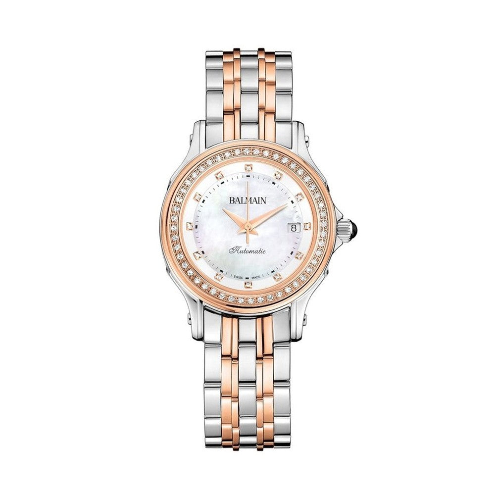 Balmain Women's Eria Round Mother-of-Pearl Dial Dual Tone Stainless Steel Diamond Automatic Watch