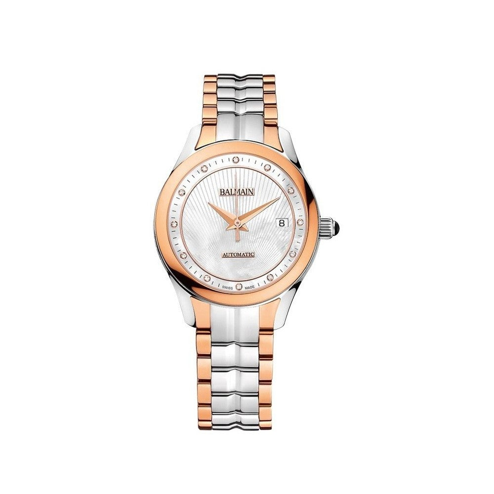 Balmain Women's Balmain Maestria Round Mother-of-Pearl Dial Dual Tone Stainless Steel Diamond Automatic Watch
