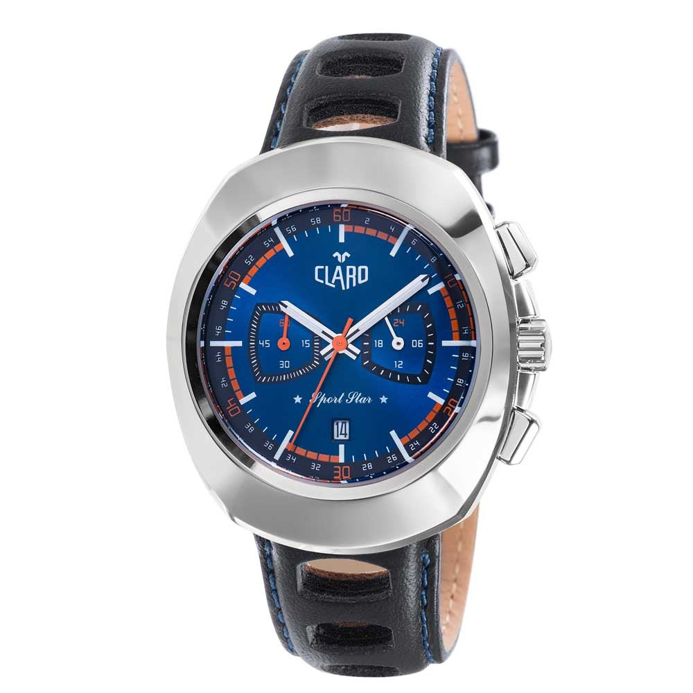 Claro Men's Sports Star Blue Dial Quartz Chronograph Watch