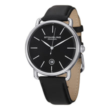 Load image into Gallery viewer, Stuhrling Agent Black Dial Black Leather Strap Men&#39;s Watch