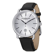 Load image into Gallery viewer, Stuhrling Agent Silver Dial Black Leather Strap Men&#39;s Watch